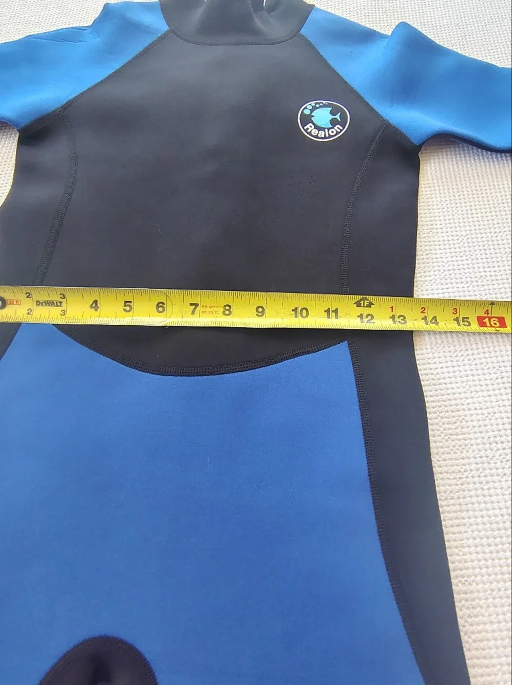 Realon Kids Short Sleeve Swim Rashguard - Blue and Black Size 2XL.